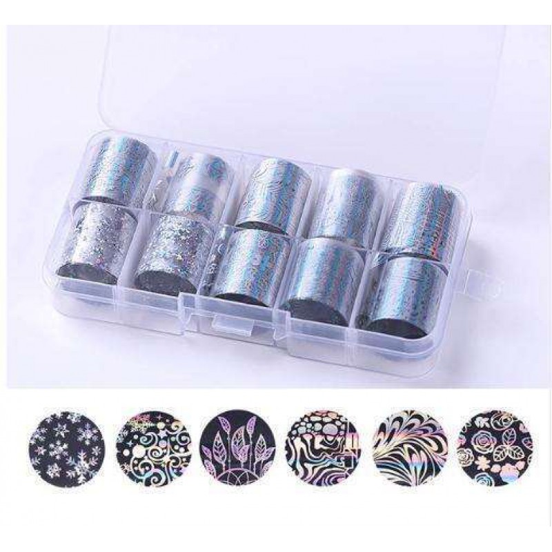 Foil Nail Art Transfer Decoration 10 Rolls Set 2.5_100cm, 18